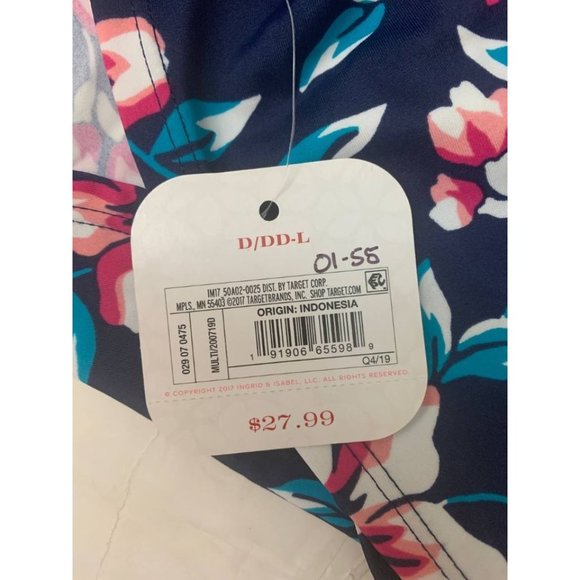 Maternity Floral Print D/DD Cup Vine Ruffle Strap Tankini Top Size L Large - Picture 9 of 10